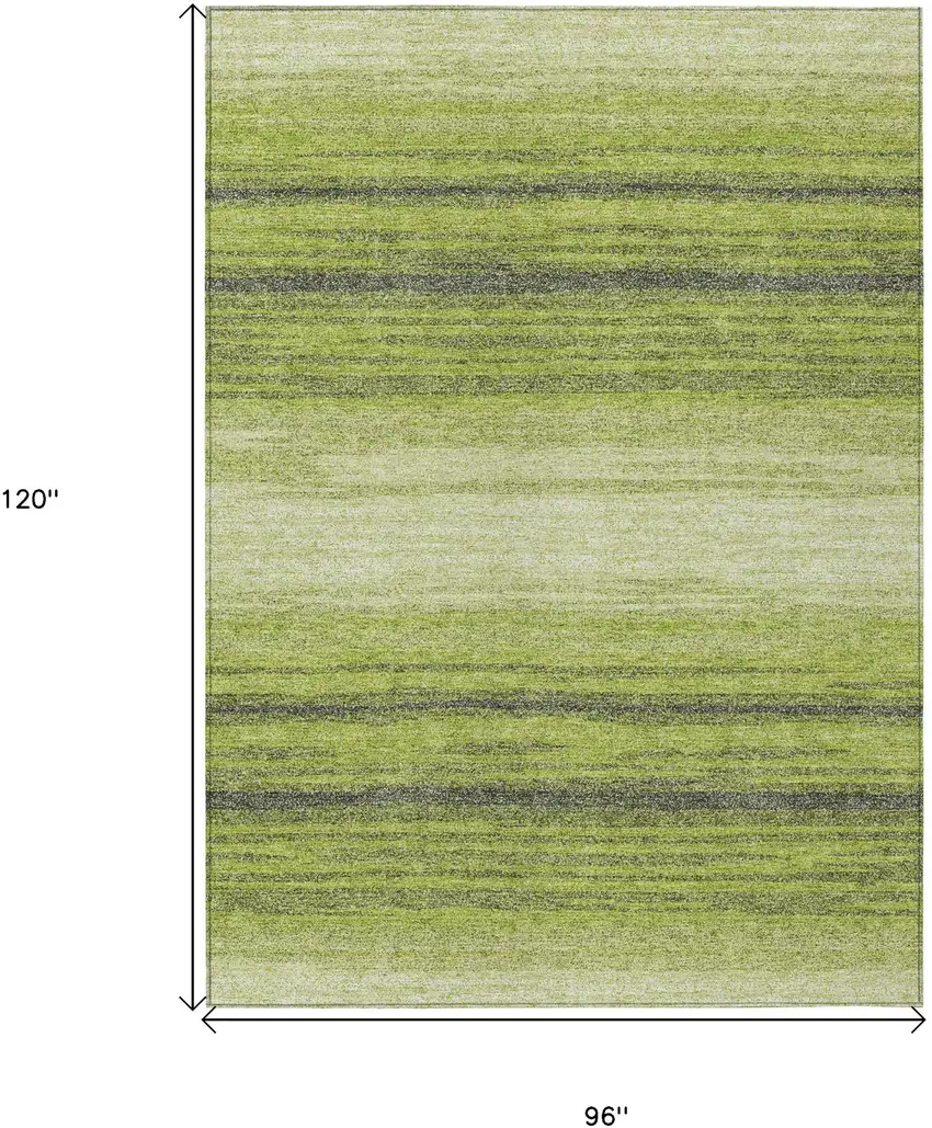 Lime Green Ivory And Black Striped Washable Indoor Outdoor Area Rug Photo 3
