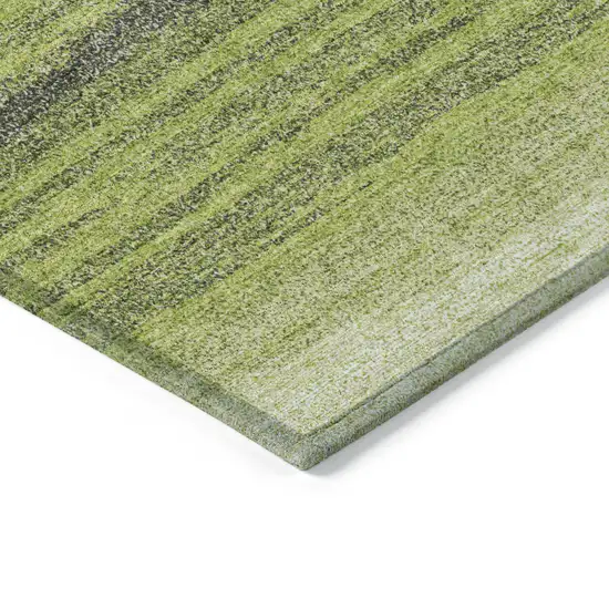 Lime Green Ivory And Black Striped Washable Indoor Outdoor Area Rug Photo 5