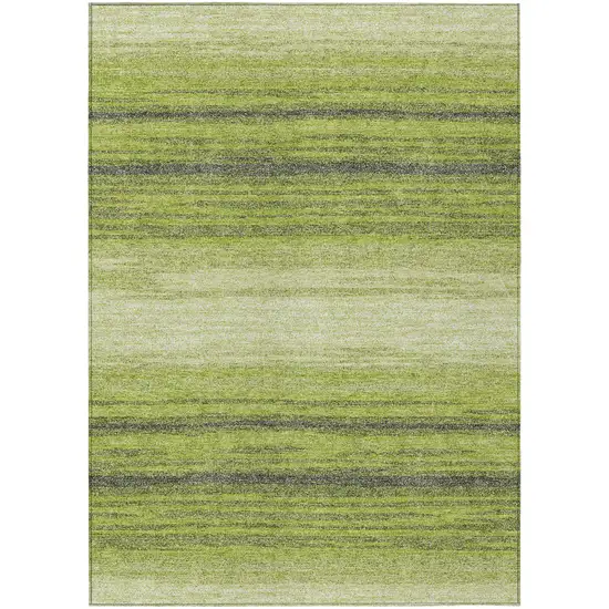 Lime Green Ivory And Black Striped Washable Indoor Outdoor Area Rug Photo 2