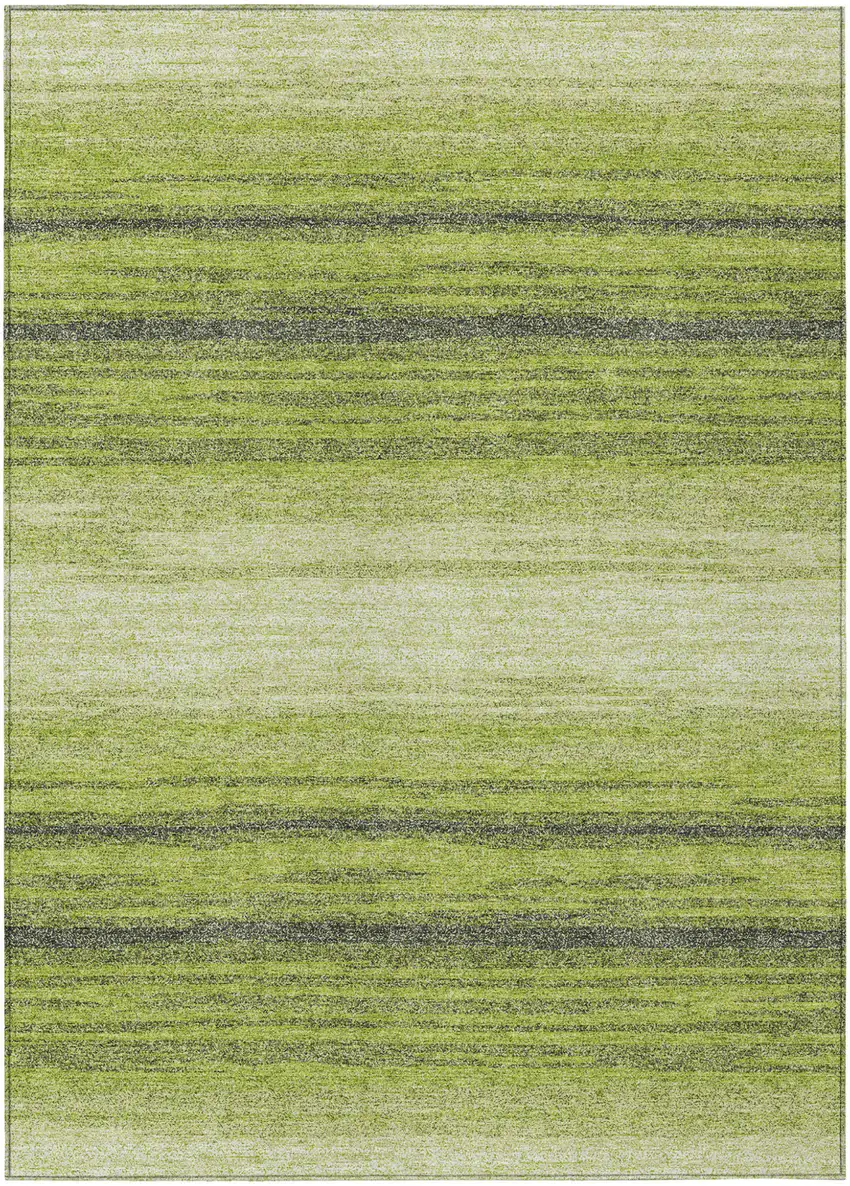 Lime Green Ivory And Black Striped Washable Indoor Outdoor Area Rug Photo 2