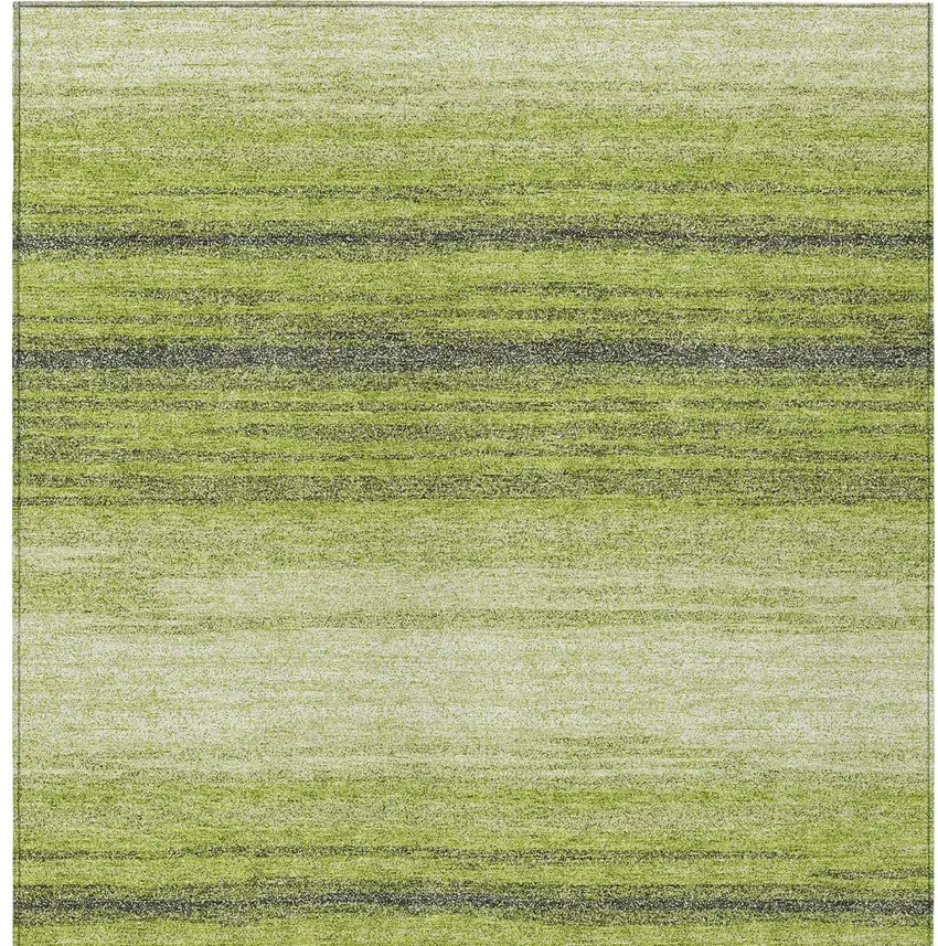 Lime Green Ivory And Black Striped Washable Indoor Outdoor Area Rug Photo 7
