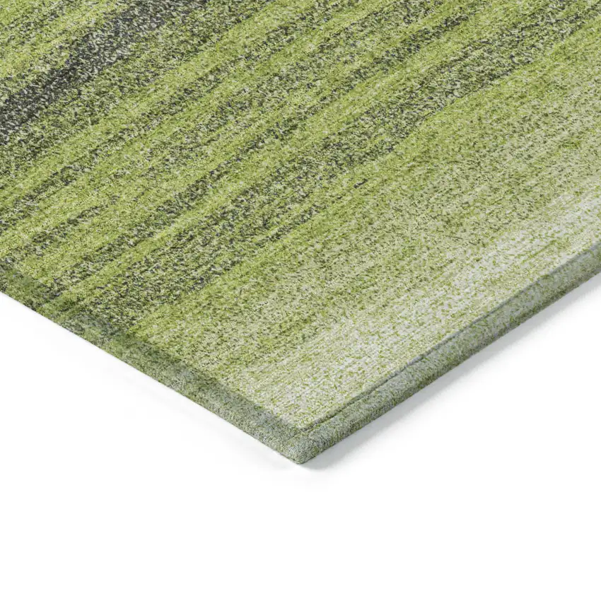 Lime Green Ivory And Black Striped Washable Indoor Outdoor Area Rug Photo 5