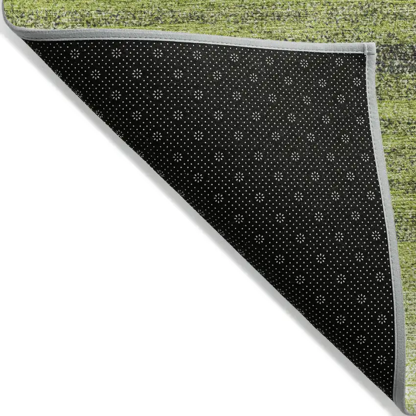 Lime Green Ivory And Black Striped Washable Indoor Outdoor Area Rug Photo 4