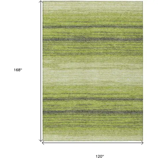 Lime Green Ivory And Black Striped Washable Indoor Outdoor Area Rug Photo 3