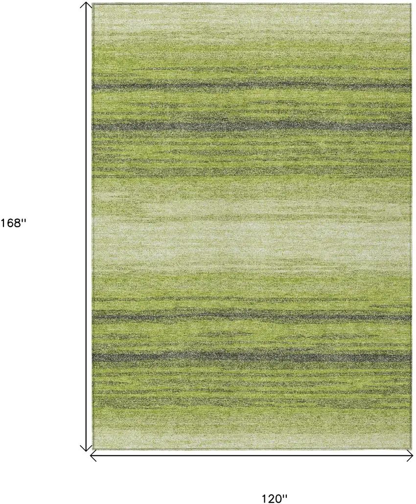 Lime Green Ivory And Black Striped Washable Indoor Outdoor Area Rug Photo 3