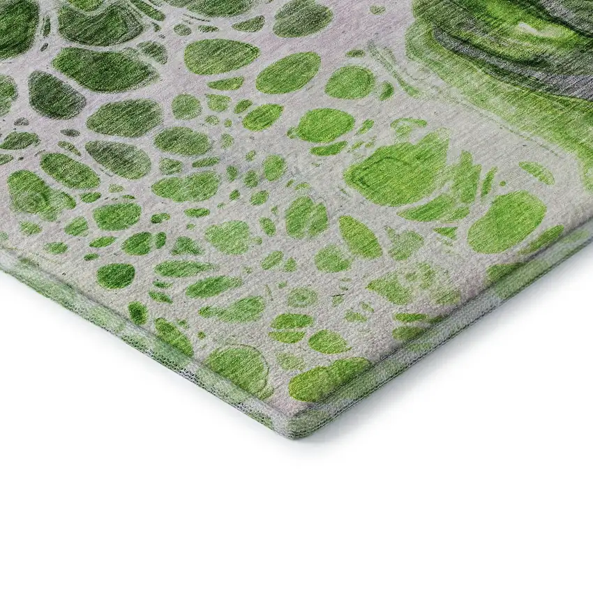 Lime Green Ivory And Gray Abstract Washable Area Rug With UV Protection Photo 8