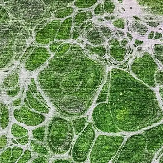 Lime Green Ivory And Gray Abstract Washable Area Rug With UV Protection Photo 3