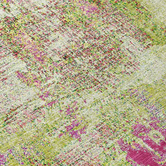 Lime Green Ivory And Pink Abstract Washable Indoor Outdoor Area Rug Photo 7