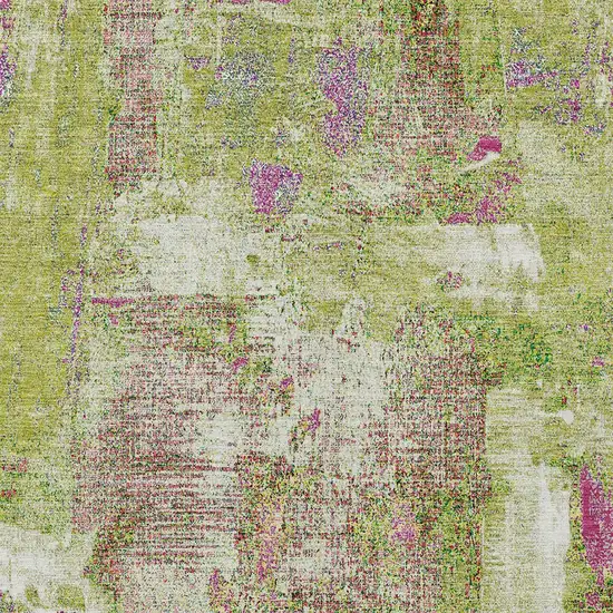 Lime Green Ivory And Pink Abstract Washable Indoor Outdoor Area Rug Photo 5