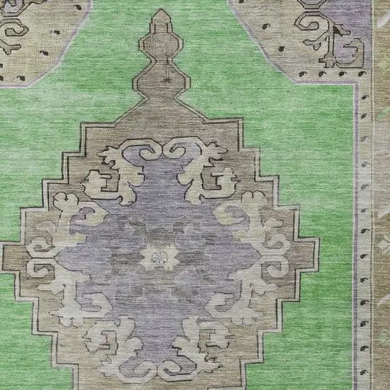 Lime Green Lavender And Brown Geometric Washable Indoor Outdoor Area Rug Photo 4