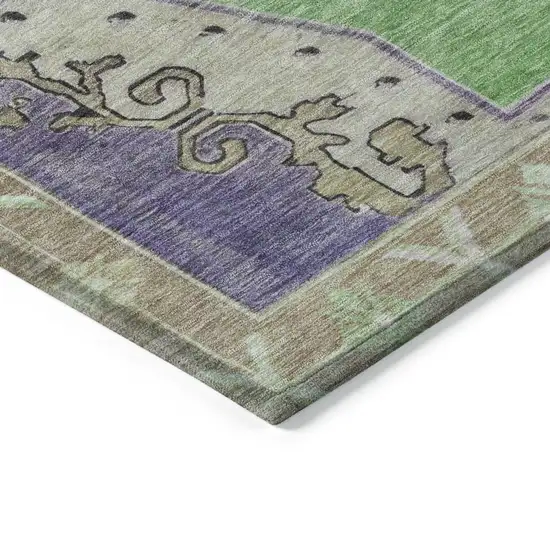 Lime Green Lavender And Brown Geometric Washable Indoor Outdoor Area Rug Photo 3