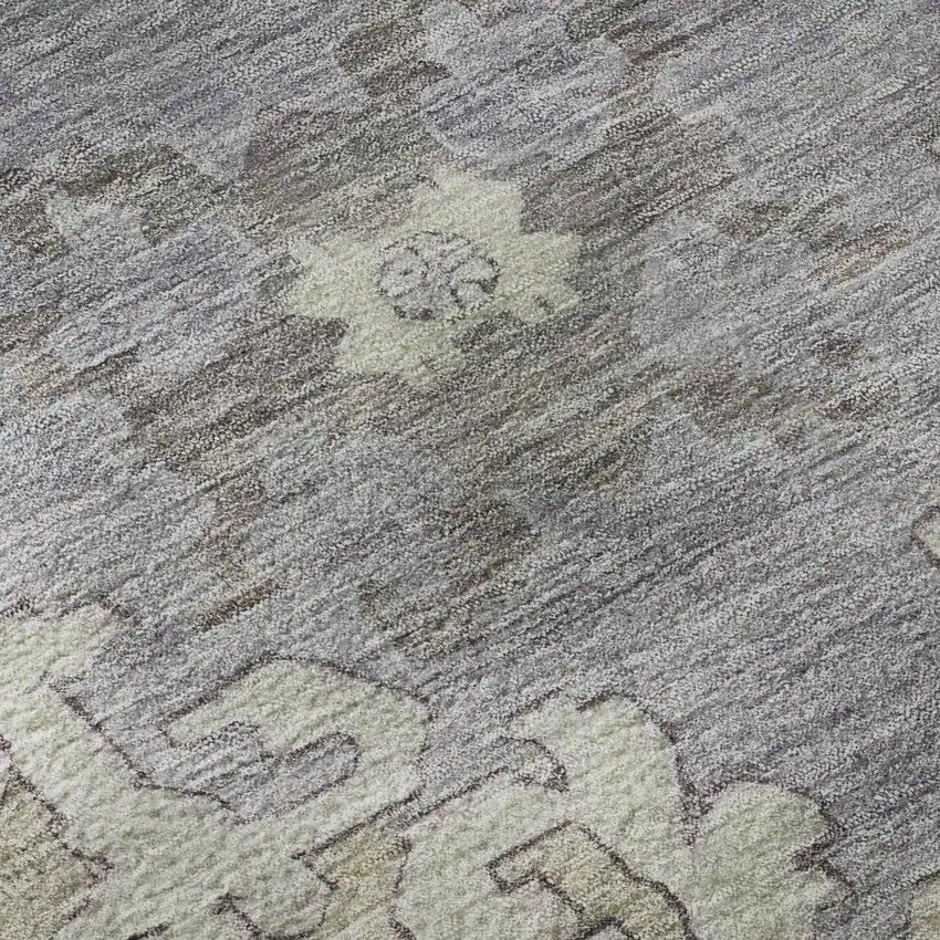 Lime Green Lavender And Brown Oriental Washable Area Rug With UV Protection Photo 9