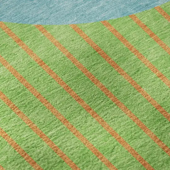 Lime Green Orange And Teal Striped Washable Area Rug With UV Protection Photo 9