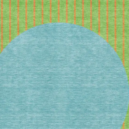 Lime Green Orange And Teal Striped Washable Area Rug With UV Protection Photo 2