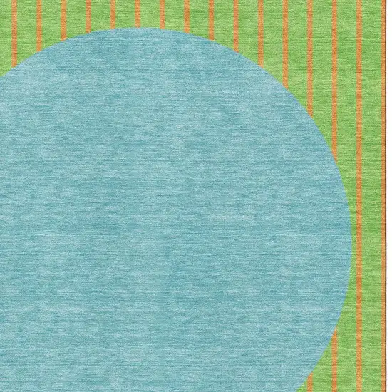 Lime Green Orange And Teal Striped Washable Area Rug With UV Protection Photo 2