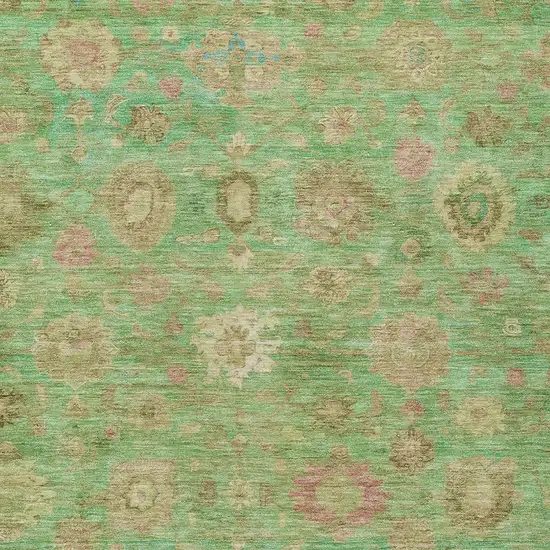 Lime Green Pink And Teal Blue Damask Washable Indoor Outdoor Area Rug Photo 4