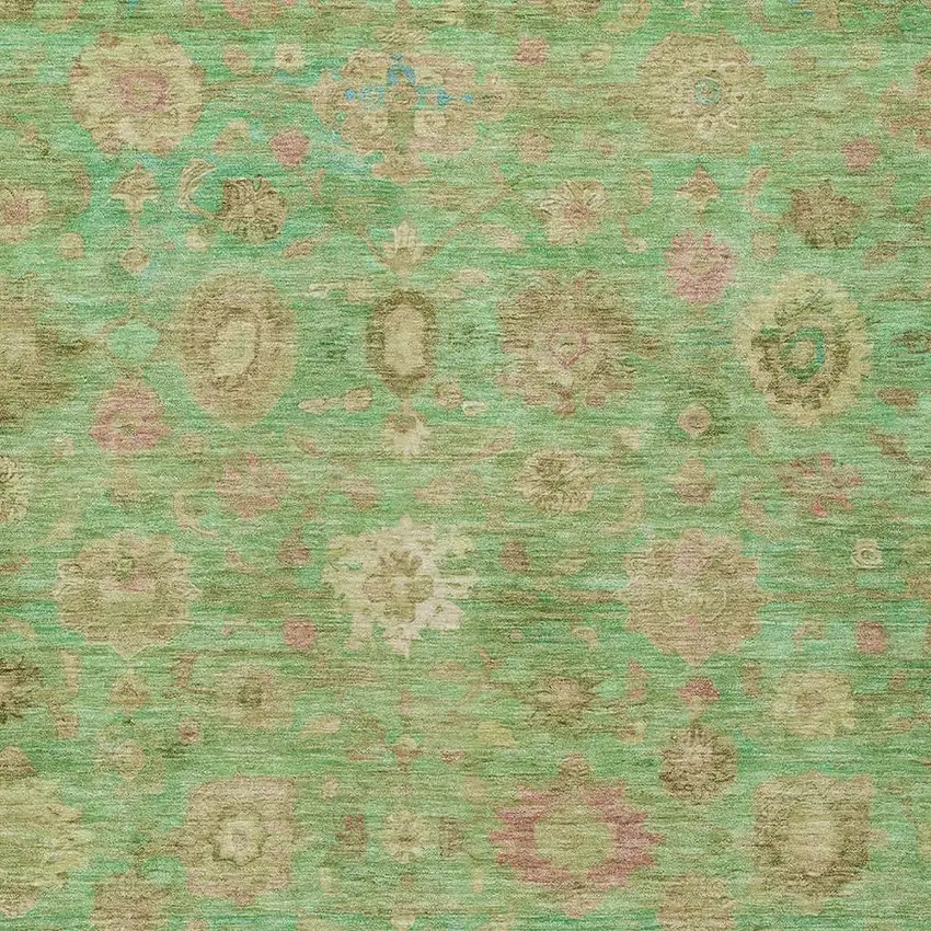 Lime Green Pink And Teal Blue Damask Washable Indoor Outdoor Area Rug Photo 4