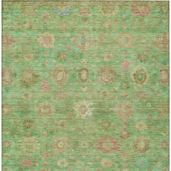 Lime Green Pink And Teal Blue Damask Washable Indoor Outdoor Area Rug Photo 9
