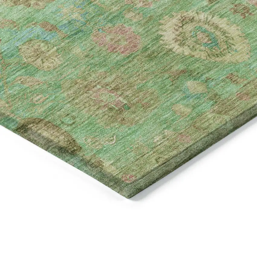 Lime Green Pink And Teal Blue Damask Washable Indoor Outdoor Area Rug Photo 6