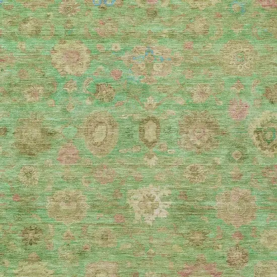 Lime Green Pink And Teal Blue Damask Washable Indoor Outdoor Area Rug Photo 3