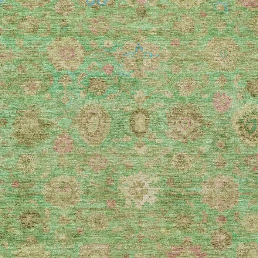 Lime Green Pink And Teal Blue Damask Washable Indoor Outdoor Area Rug Photo 3