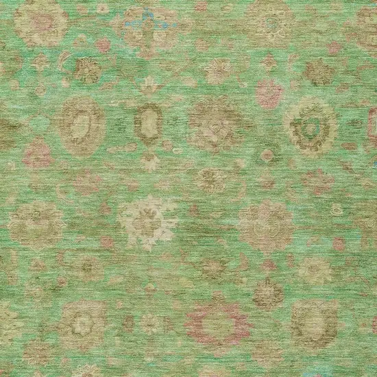 Lime Green Pink And Teal Blue Damask Washable Indoor Outdoor Area Rug Photo 4