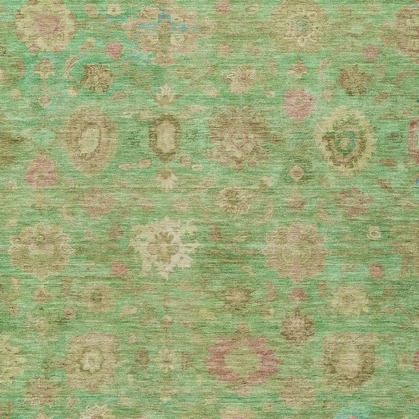 Lime Green Pink And Teal Blue Damask Washable Indoor Outdoor Area Rug Photo 4