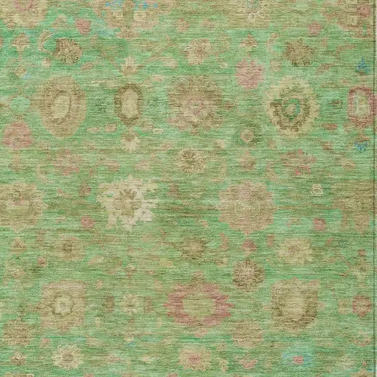 Lime Green Pink And Teal Blue Damask Washable Indoor Outdoor Area Rug Photo 3