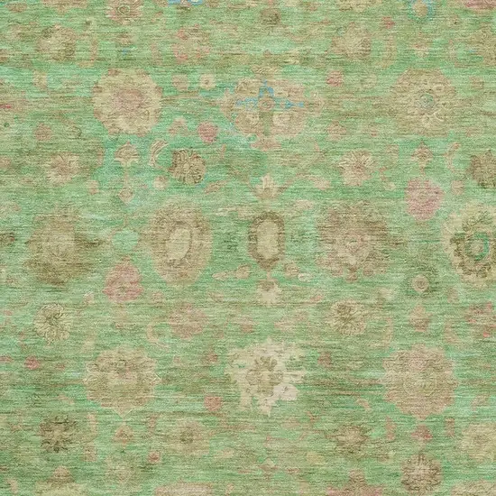 Lime Green Pink And Teal Damask Washable Area Rug With UV Protection Photo 2