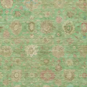 Photo of Lime Green Pink And Teal Damask Washable Area Rug With UV Protection