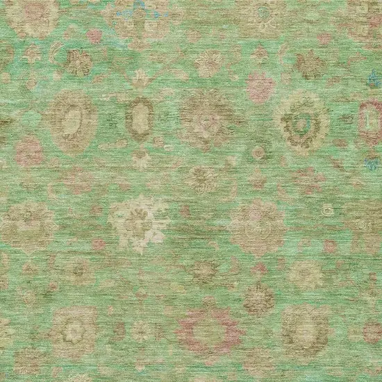 Lime Green Pink And Teal Damask Washable Area Rug With UV Protection Photo 2