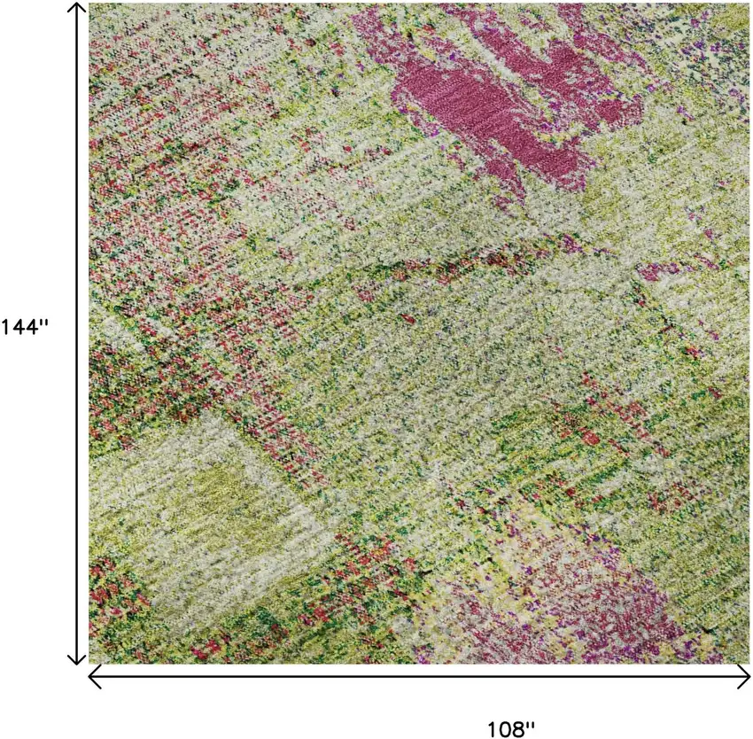 Lime Green Pink And Yellow Abstract Washable Area Rug With UV Protection Photo 8