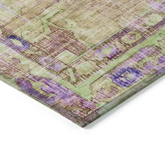 Lime Green Purple And Beige Oriental Washable Indoor Outdoor Area Rug Photo 9