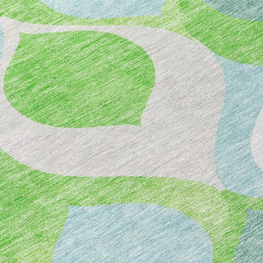 Lime Green Sky Blue And Denim Blue Ogee Washable Indoor Outdoor Area Rug Photo 4