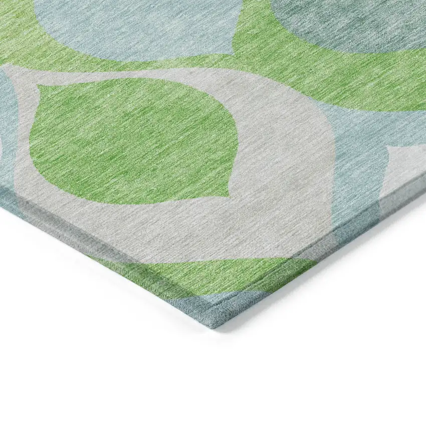 Lime Green Sky Blue And Denim Blue Ogee Washable Indoor Outdoor Area Rug Photo 3