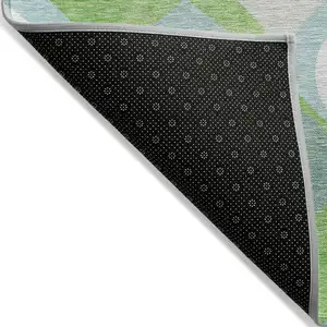 Photo of Lime Green Sky Blue And Denim Blue Ogee Washable Indoor Outdoor Area Rug