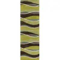 Photo of Lime Mocha Hand Tufted Abstract Waves Indoor Runner Rug