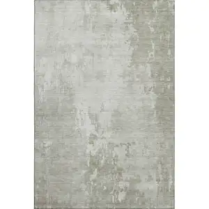 Photo of Linen And Beige Abstract Washable Area Rug With UV Protection
