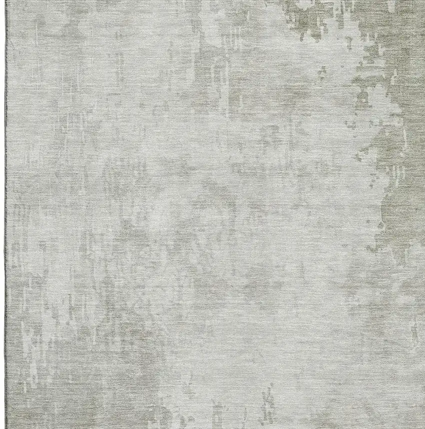 Linen And Beige Abstract Washable Area Rug With UV Protection Photo 2