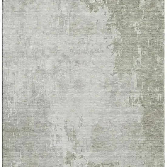 Linen And Beige Abstract Washable Area Rug With UV Protection Photo 3