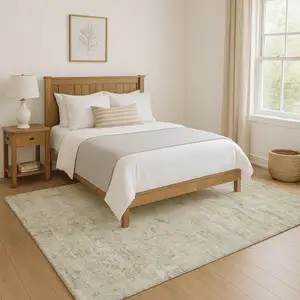 Photo of Linen And Beige Abstract Washable Area Rug With UV Protection