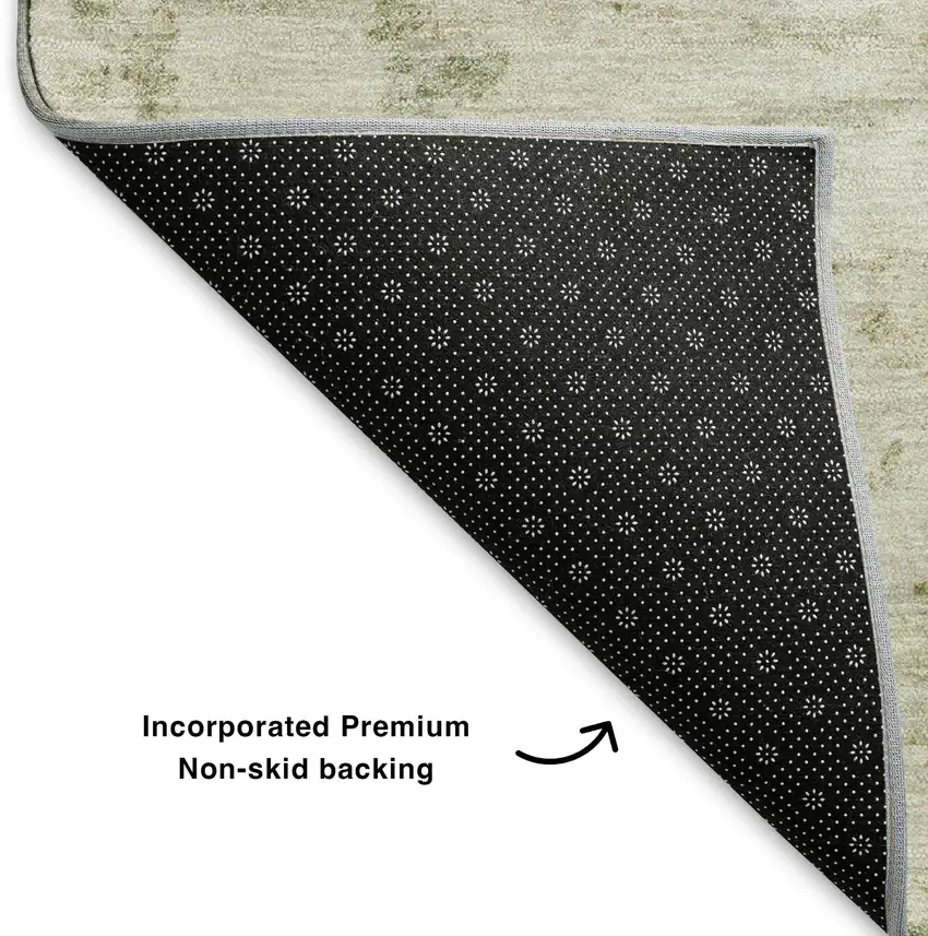 Linen And Beige Abstract Washable Area Rug With UV Protection Photo 6