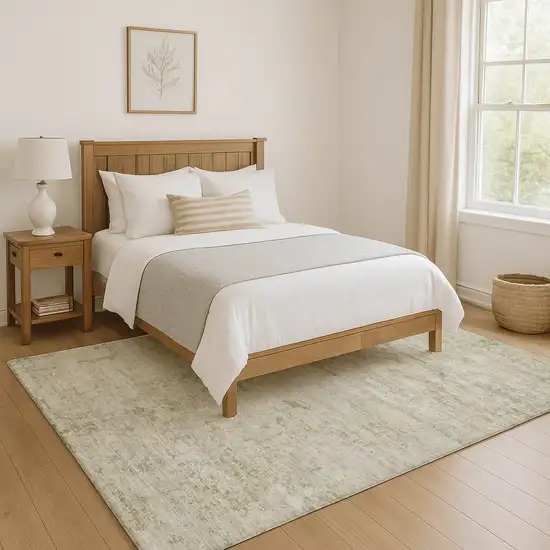 Linen And Beige Abstract Washable Area Rug With UV Protection Photo 3