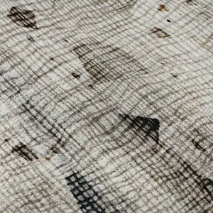 Photo of Linen And Beige Abstract Washable Area Rug With UV Protection