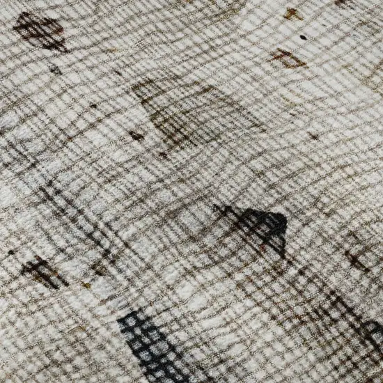 Linen And Beige Abstract Washable Area Rug With UV Protection Photo 1