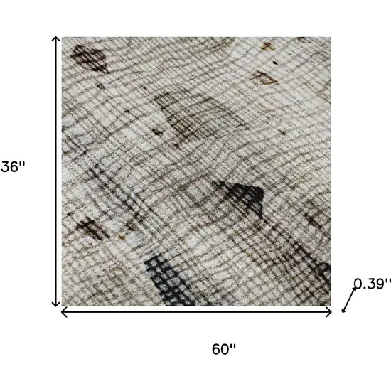 Linen And Beige Abstract Washable Area Rug With UV Protection Photo 9