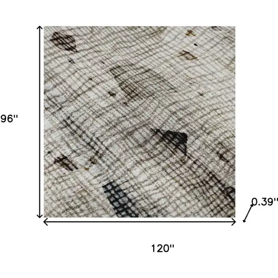 Linen And Beige Abstract Washable Area Rug With UV Protection Photo 8