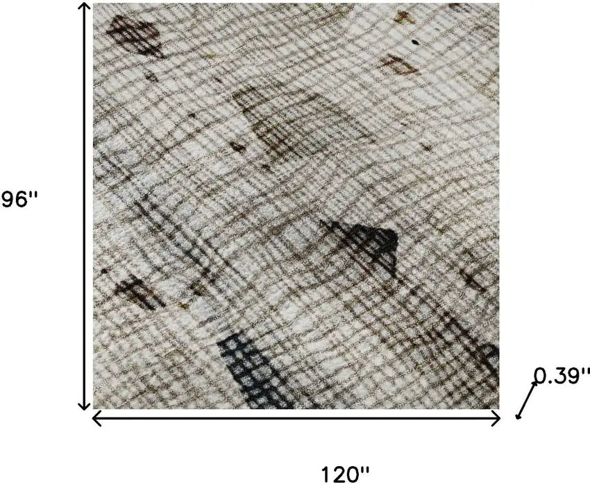 Linen And Beige Abstract Washable Area Rug With UV Protection Photo 8