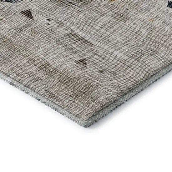 Linen And Beige Abstract Washable Area Rug With UV Protection Photo 7
