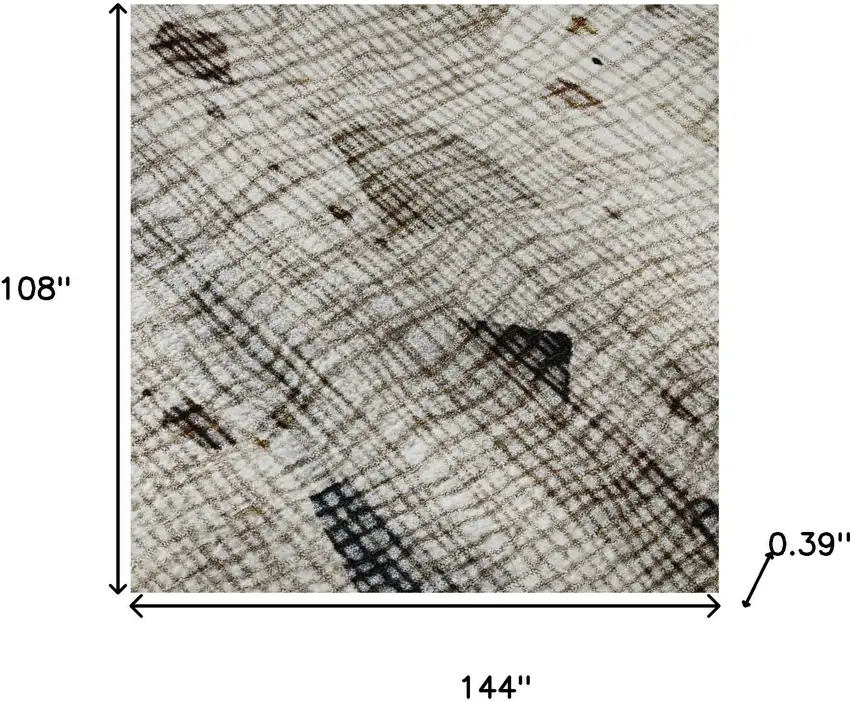 Linen And Beige Abstract Washable Area Rug With UV Protection Photo 9